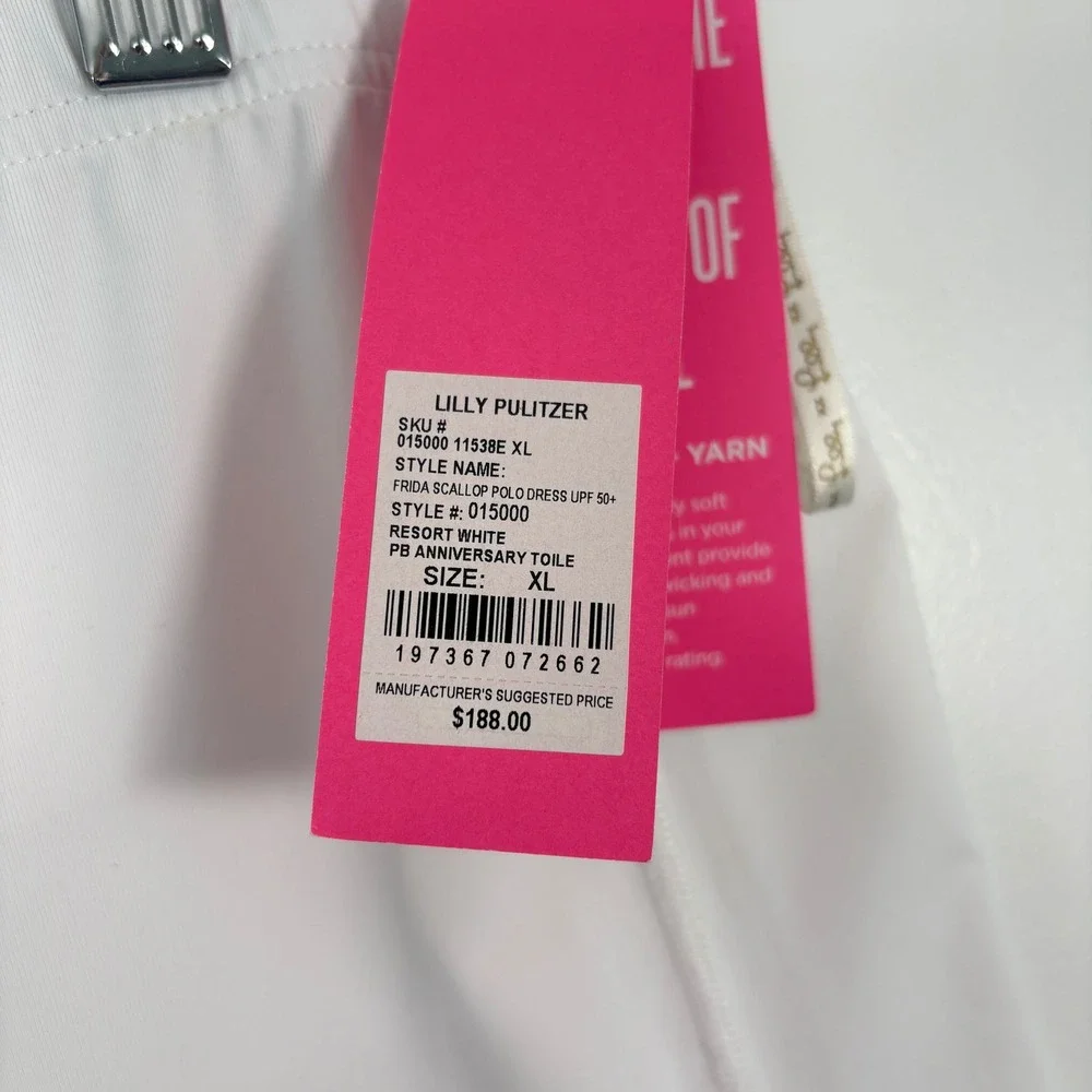 NWT Lilly Pulitzer Womens Luxletic Shorts XL White Frida Scallop Polo DressLiner - Picture 4 of 16